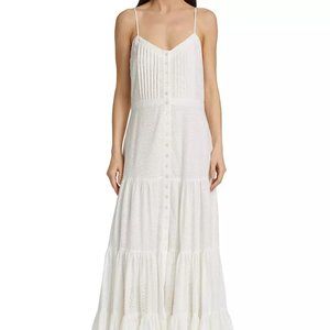 Veronica Beard Alondra Pleated Maxi Cotton Eyelet Dress White XS- Orig. $495